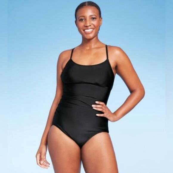 Black One Piece Swim Suit with Adjustable straps- Size Small - Picture 4 of 12